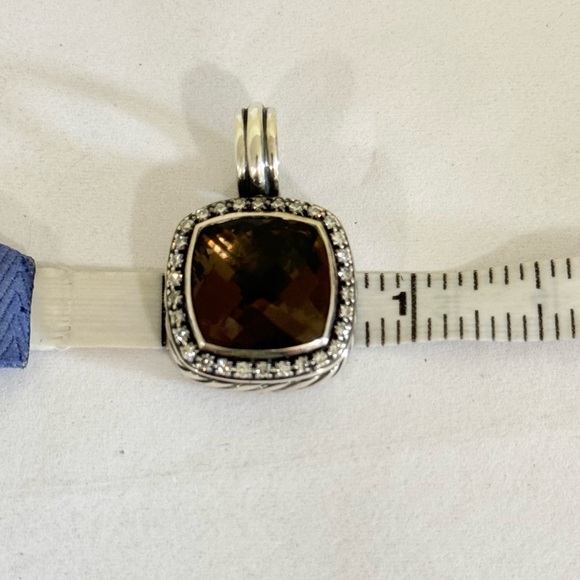 David Yurman Moonlight Ice Albion 14mm Smokey Topaz Diamond Pendant Enhancer - Picture 7 of 11